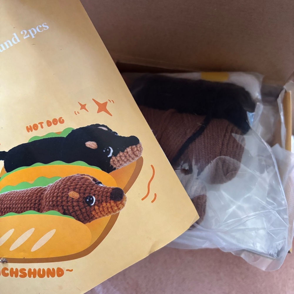 NEW Dachshund Hot Dog crochet kit Plush Set